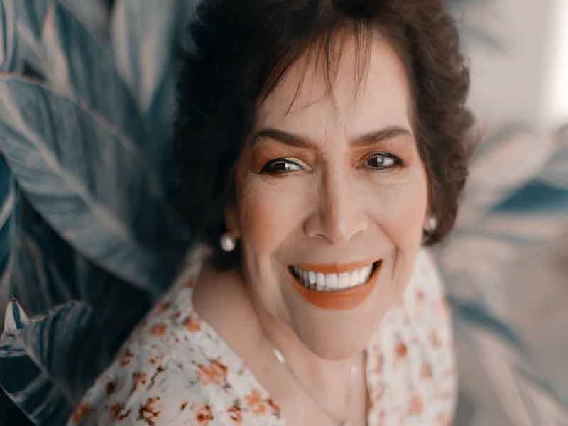 Lady is smiling